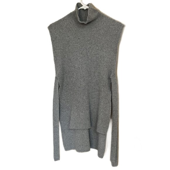 Veronika Maine | Grey Turtleneck Open Side Tie Hi-Low Sweater Vest | OS - Picture 1 of 10